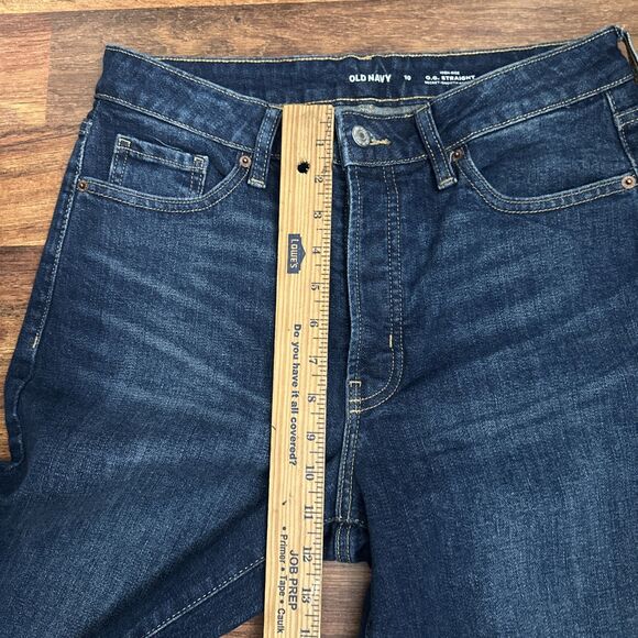 Old Navy OG Straight Jeans Size 10 High Rise Blue Ripped Ankle Smooth Pockets - Picture 5 of 10